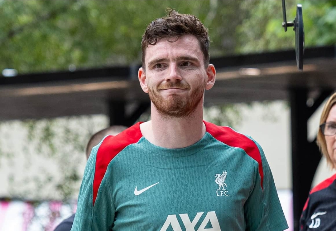 Andy Robertson back in Liverpool training with just over a week until the season kicks off.