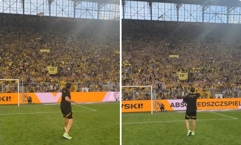 (WATCH) Jurgen Klopp Delivers Signature Fist Pumps to Yellow Wall